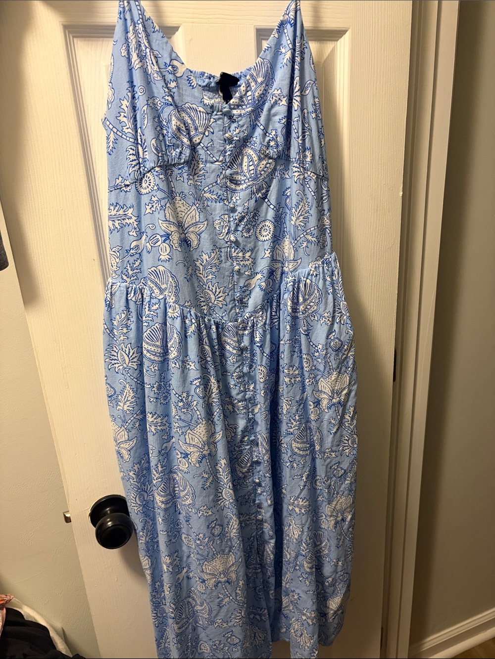 Roller Rabbit Light Blue and White Paisley Maxi Dress